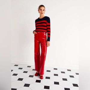 Nocturne Wide Leg Pleather Pants in Red